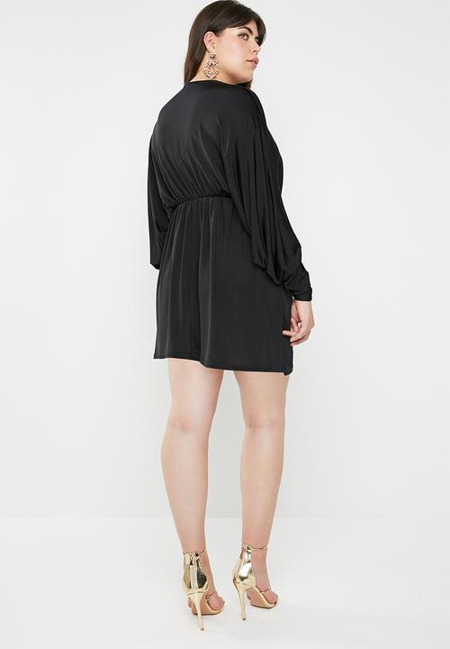 Missguided - Curve batwing slinky mini dress - black