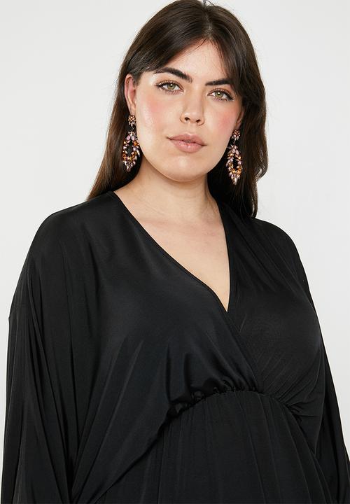 Missguided - Curve batwing slinky mini dress - black