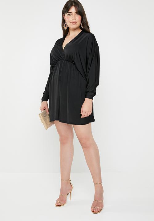 Missguided - Curve batwing slinky mini dress - black