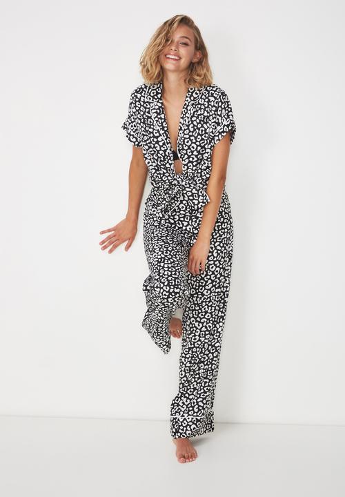 Cotton On - Satin pj pants - black & white