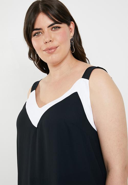 STYLE REPUBLIC PLUS - Contrast cami - black & white 