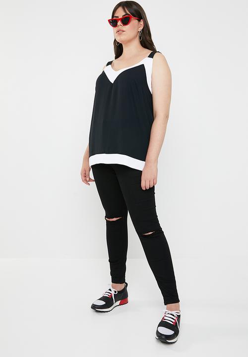 STYLE REPUBLIC PLUS - Contrast cami - black & white 