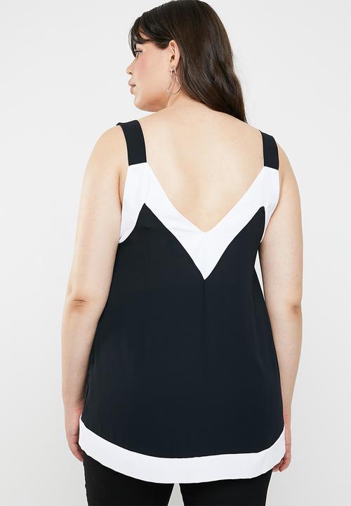 STYLE REPUBLIC PLUS - Contrast cami - black & white 