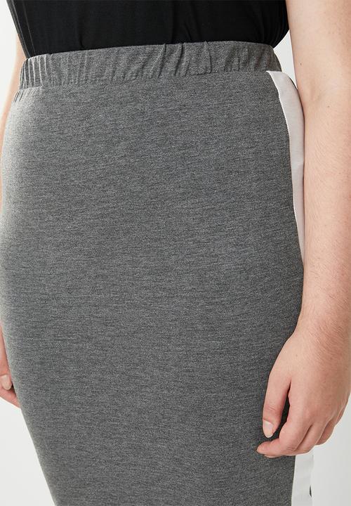 STYLE REPUBLIC PLUS - Racing stripe figure hugging skirt - grey