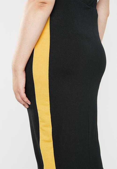 STYLE REPUBLIC PLUS - Racing stripe figure hugging skirt - black
