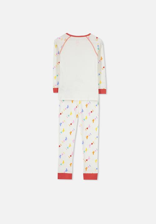 Cotton On - Heidi long sleeve Raglan pj - white & red 