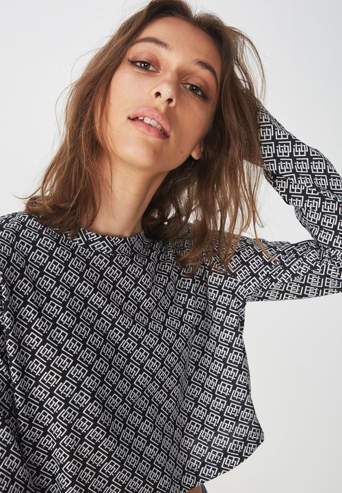 Cotton On - Tbar high graphic cropped tee - black
