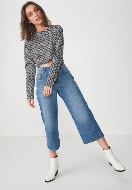 Cotton On - Tbar high graphic cropped tee - black