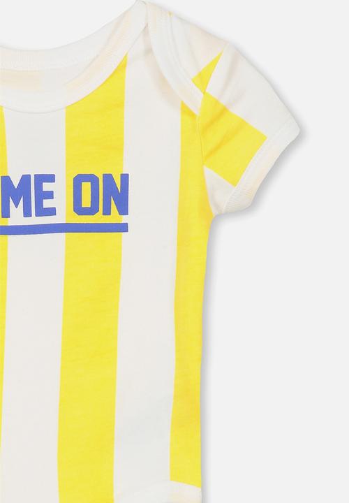 Cotton On - Mini short sleeve bubby-suit - white & yellow 