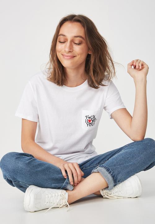 Cotton On - Tbar fox I love you graphic tee - white