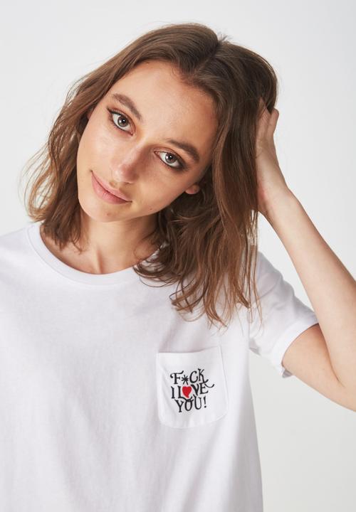 Cotton On - Tbar fox I love you graphic tee - white