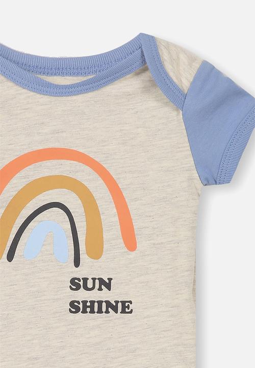 Cotton On - Mini short sleeve bubby-suit - grey & blue 