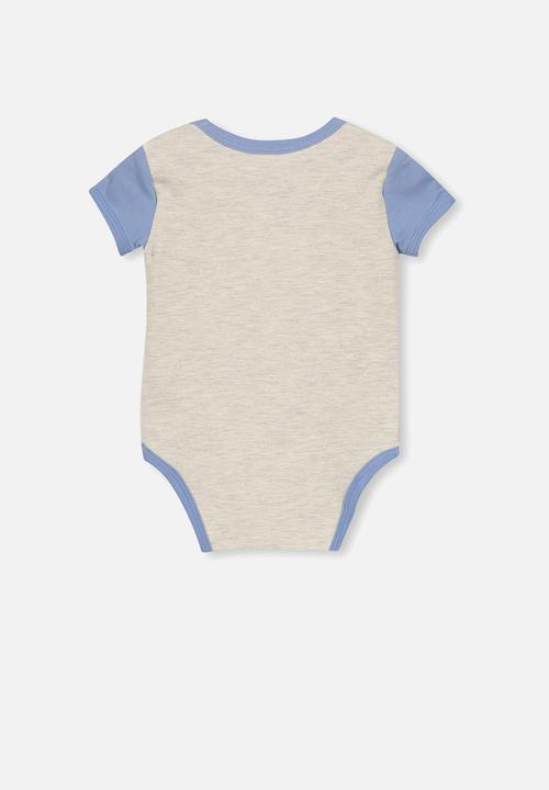 Cotton On - Mini short sleeve bubby-suit - grey & blue 