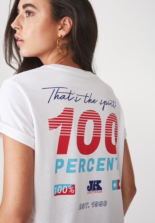 Cotton On - Tbar fox 100 percent T-shirt - white