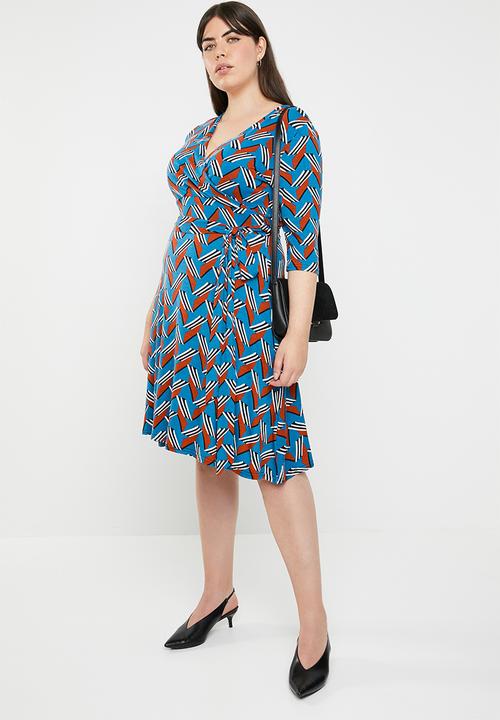 edit Plus - Mock wrap dress - multi