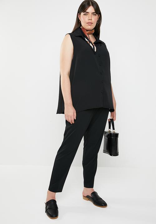 edit Plus - Front button shirt - black