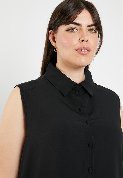edit Plus - Front button shirt - black