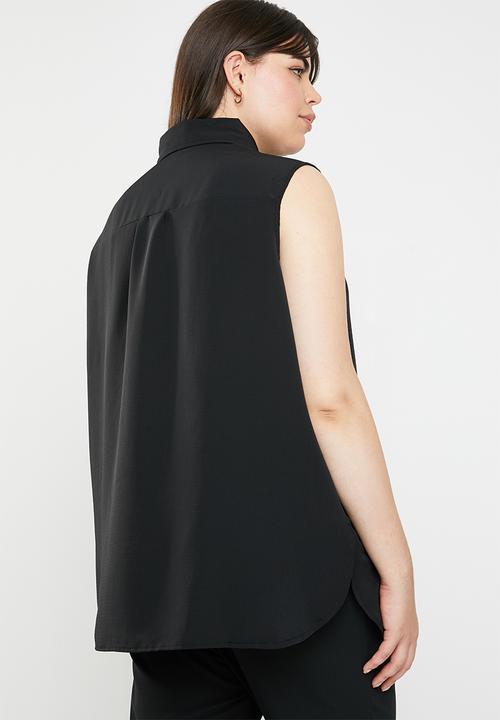edit Plus - Front button shirt - black