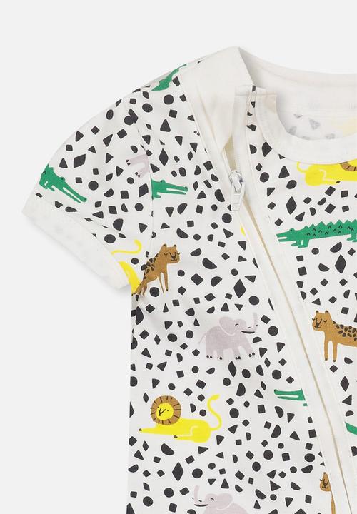 Cotton On - Mini short sleeve zip through romper - white 