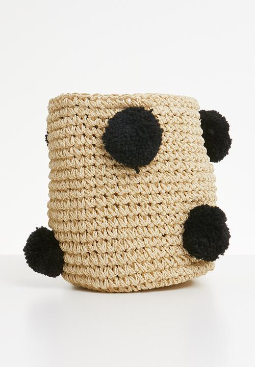Superbalist - Gia staw bag with pom pom - neutral