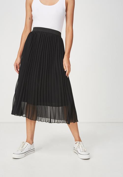 black pleated skirt cotton on