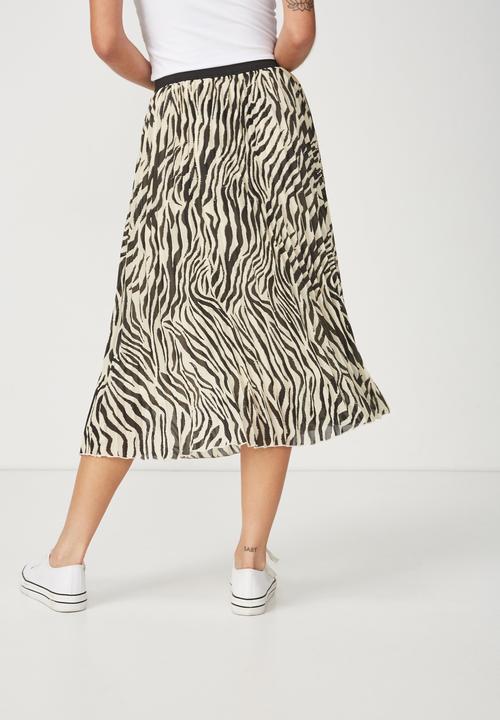 Cotton On - Woven Daria pleated skirt - cream & black