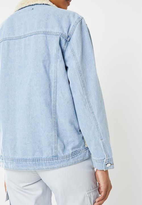 Missguided - Oversized borg body denim jacket - blue