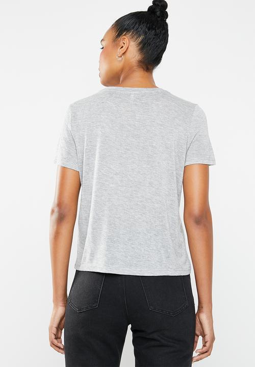 ONLY - Pam print top with sequence and tassel  top - grey 
