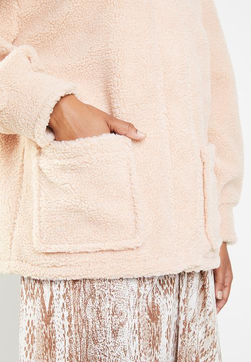 Missguided - Borg aviator jacket with contrast collar - beige