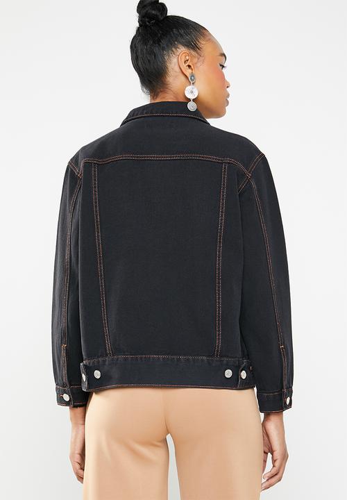 Missguided - Contrast stitch oversized denim jacket - blue