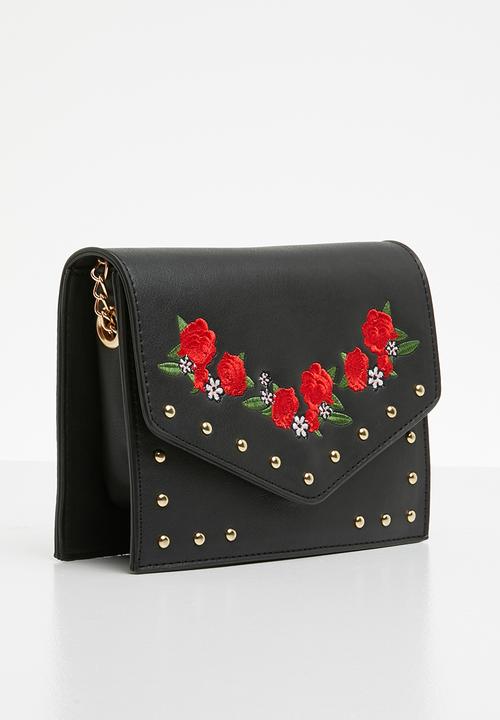 Superbalist - Embroidered clutch bag - black