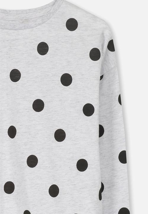 Cotton On - Penelope long sleeve tee - grey & black 