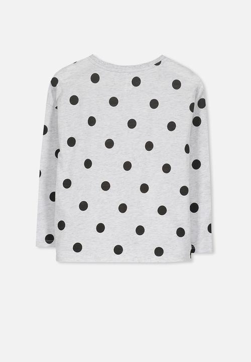 Cotton On - Penelope long sleeve tee - grey & black 