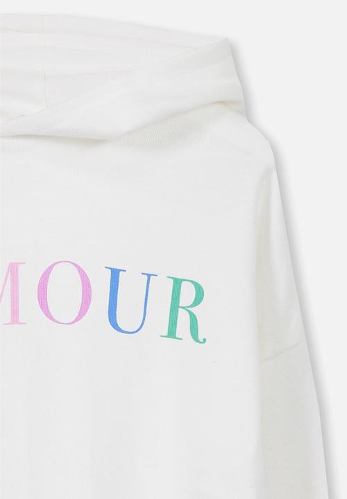 Cotton On - Bella oversized crop hoodie - white 