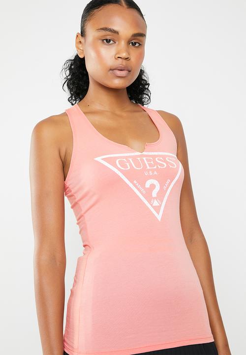 GUESS - Retro logo tank top - peach
