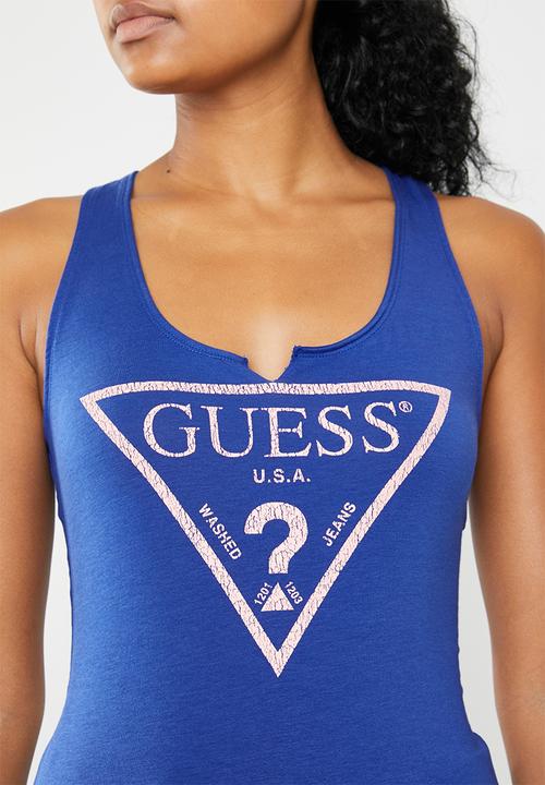 GUESS - Retro logo tank top - blue