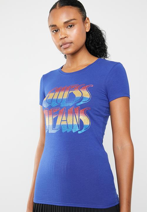 GUESS - Retro glitter R3 tee - blue