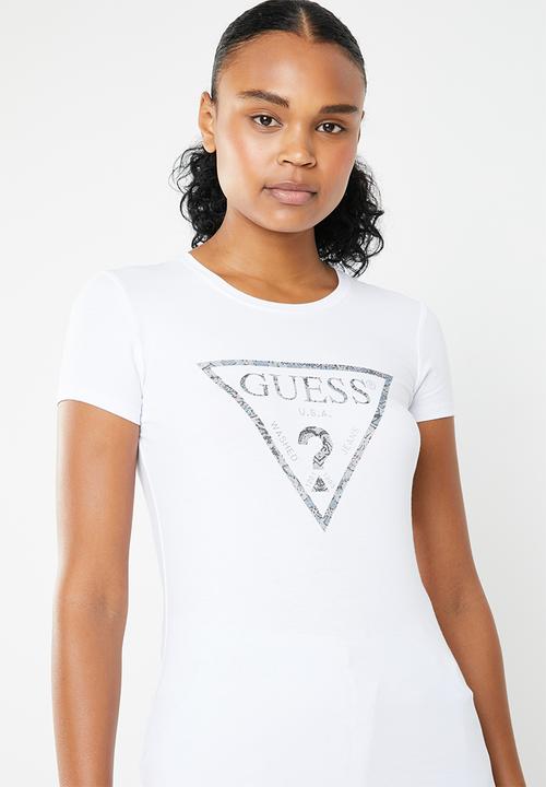 GUESS - Tropical triangle tee - white