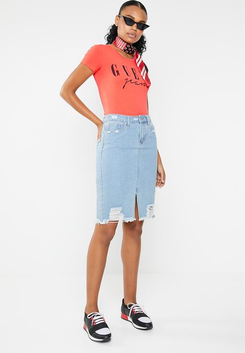 GUESS - Short sleeve classics tee - coral