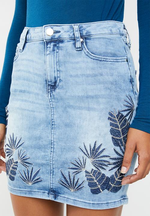 GUESS - Embroidered skirt - blue