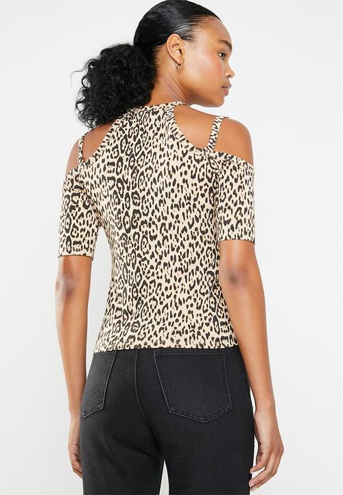 GUESS - Leopard pandie top - cream & brown