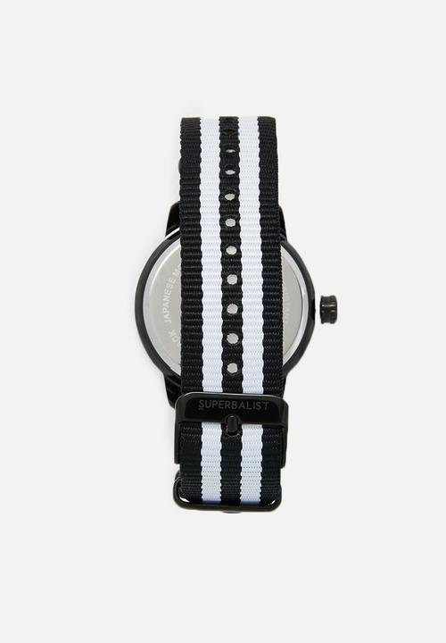 Superbalist - Caleb nylon strap watch - black & white