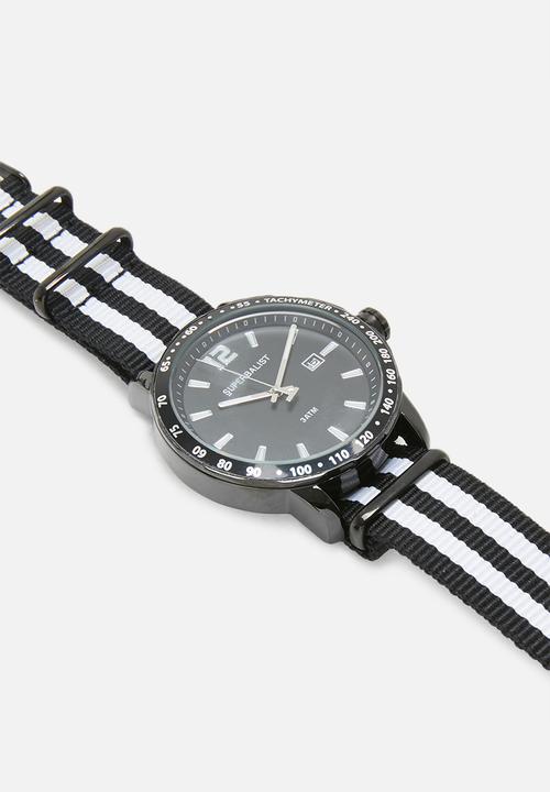 Superbalist - Caleb nylon strap watch - black & white