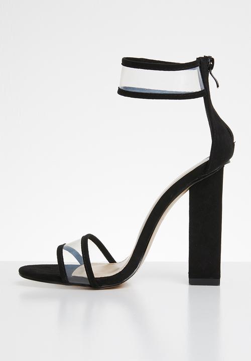 Public Desire - Brink perspex straps block heel - black