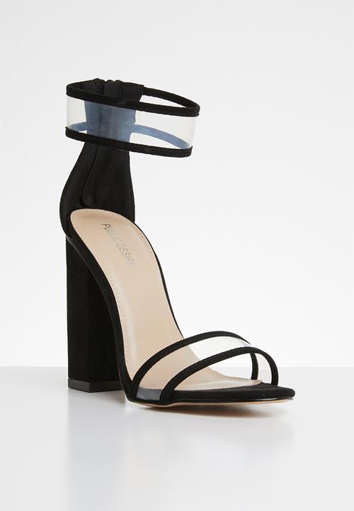Public Desire - Brink perspex straps block heel - black