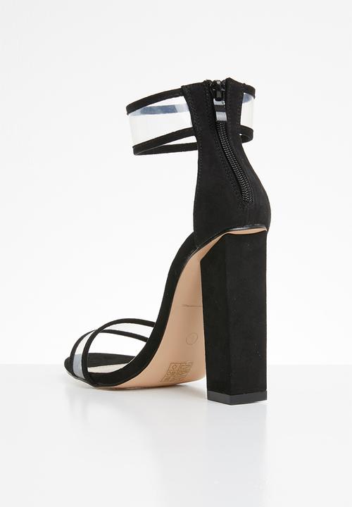 Public Desire - Brink perspex straps block heel - black