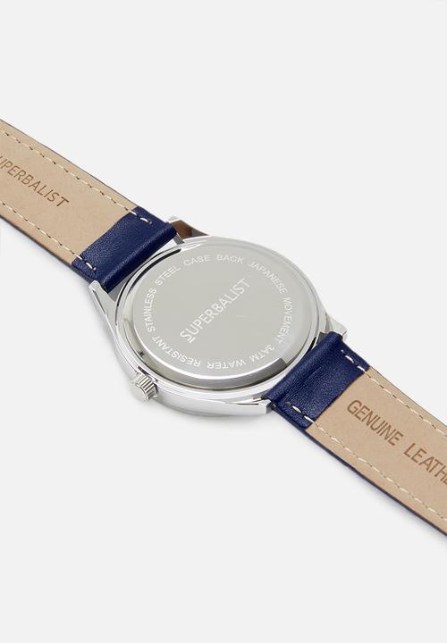 Superbalist - Trace leather strap - blue & silver