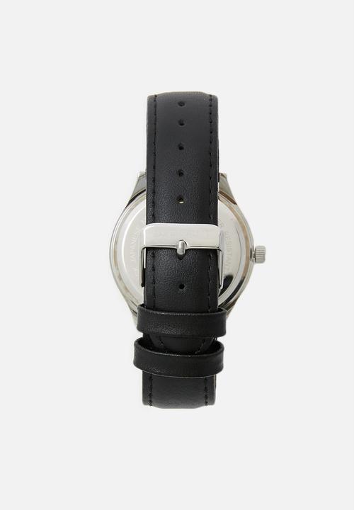 Superbalist - Trace leather strap - black & silver