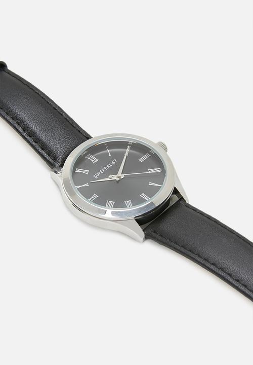 Superbalist - Trace leather strap - black & silver