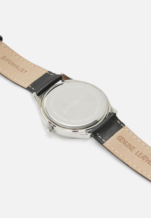 Superbalist - Trace leather strap - black & silver